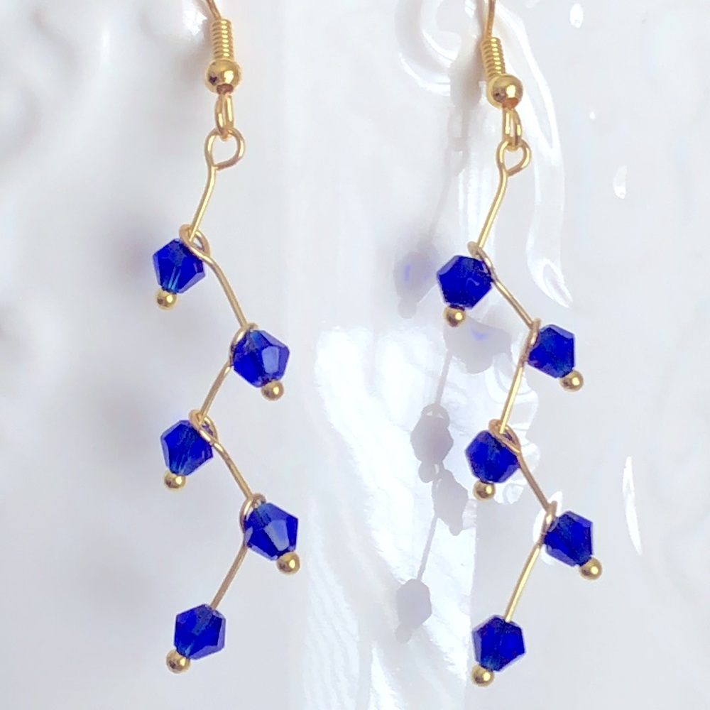 New Glass Crystal Cascade Vine Dangling Handmade 18k gold plated hook Earrings